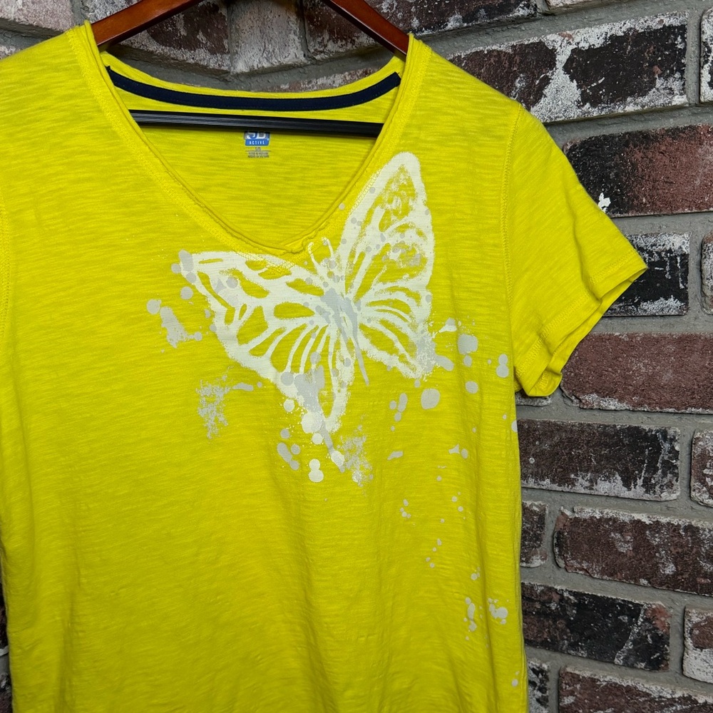 SB Active Yellow Women's Tee with Butterfly Design